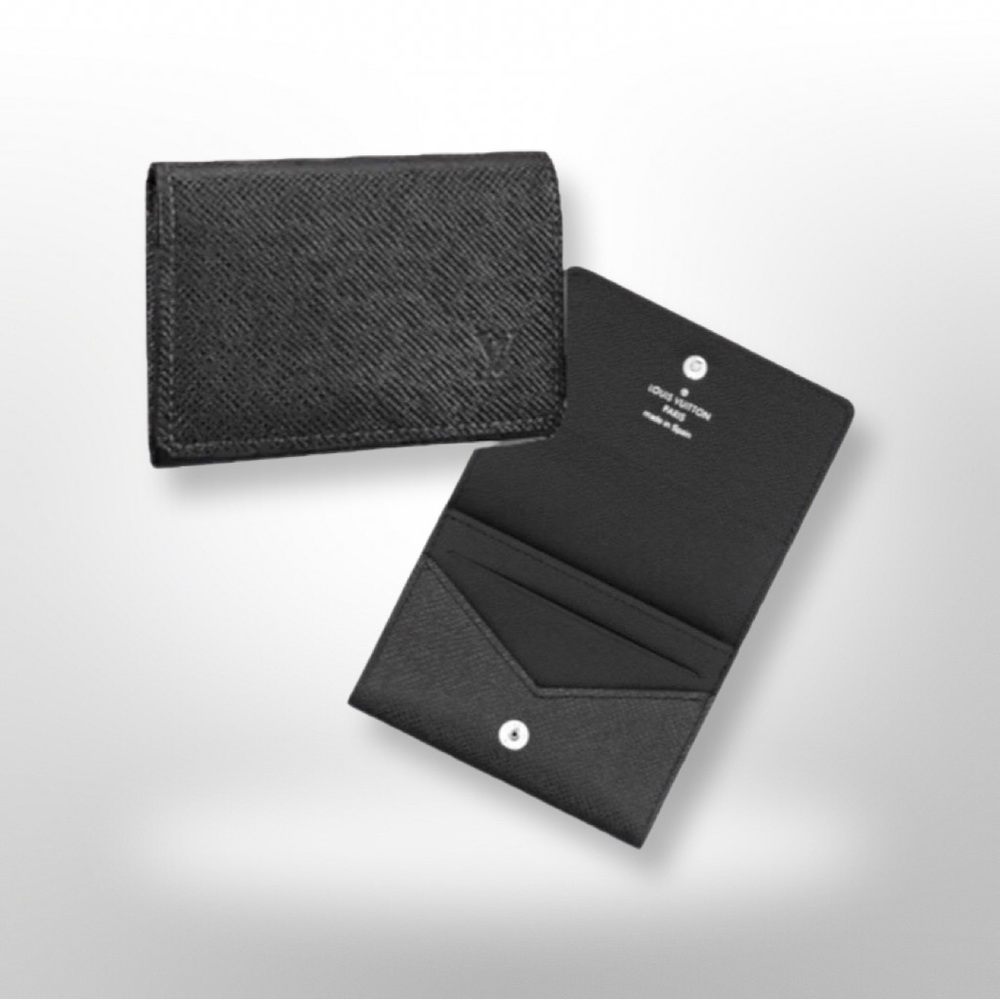 Louis Vuitton Cartes De Visite Black Taiga Leather Card Case, Unisex Wallet